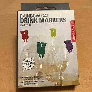 Kikkerland Multicolor Cat Drink Markers NIB